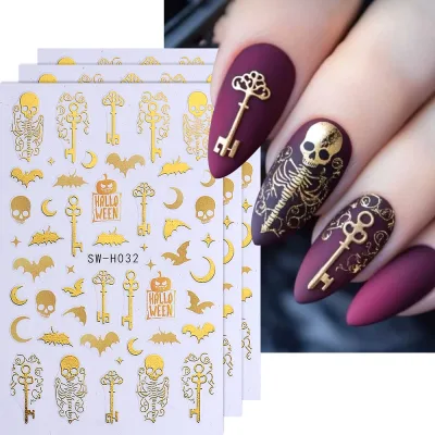 Autocollants pour ongles Halloween, lot de 3