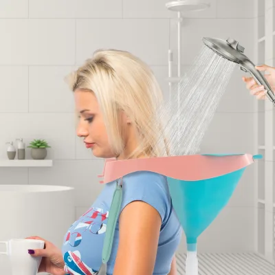 Bassin de lavage de cheveux pliable bleu ou rose – image 2