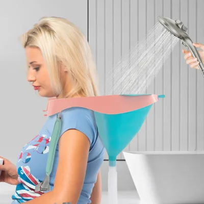 Bassin de shampoing pliable en TPE, bleu ou rose