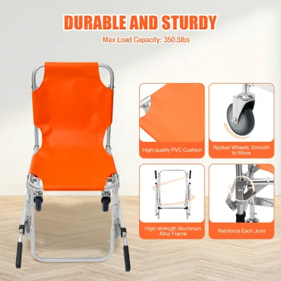 Chaise d'escalier pliante orange à 2 roues – image 2
