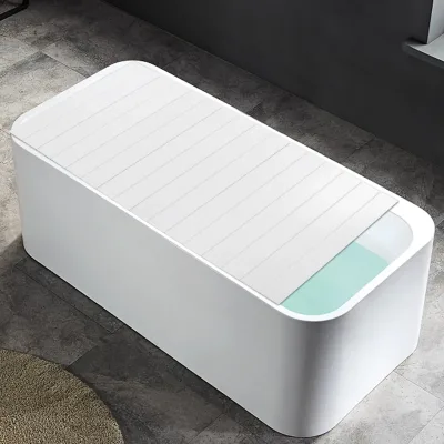 Couverture de baignoire pliable blanche, cadre inox – image 3