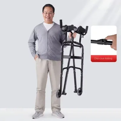 Déambulateur pliable à 2 roues en aluminium – image 3