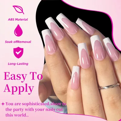 Kit de 144 faux ongles courts carrés brillants – image 2