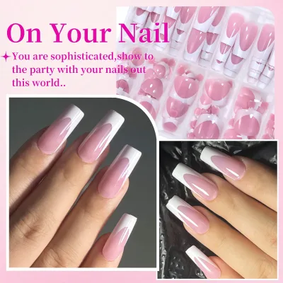 Kit de 144 faux ongles courts carrés brillants – image 3