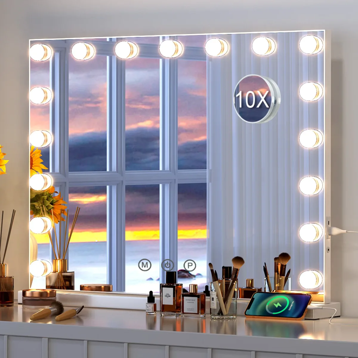 Miroir de maquillage éclairé à 17 LED