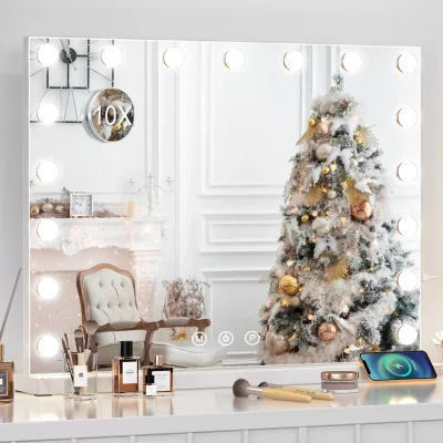 Miroir de maquillage lumineux blanc à 17 ampoules LED