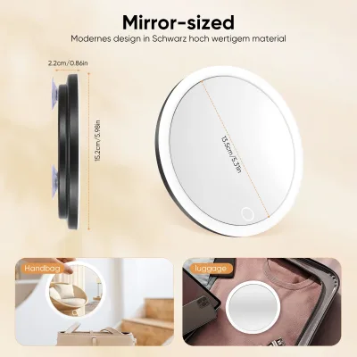 Miroir de voyage grossissant 30x lumineux, 15 cm – image 2
