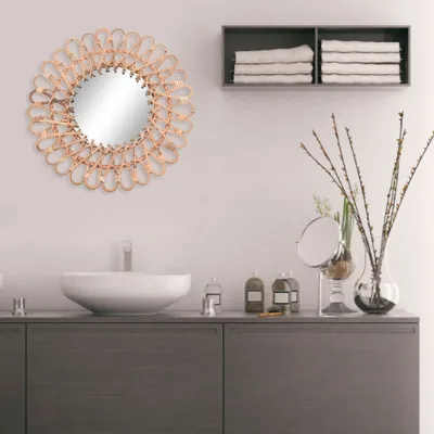 Miroir mural rond en rotin tissé, 40 cm – image 3