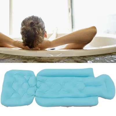 Oreiller de bain bleu à ventouses, pliable – image 2
