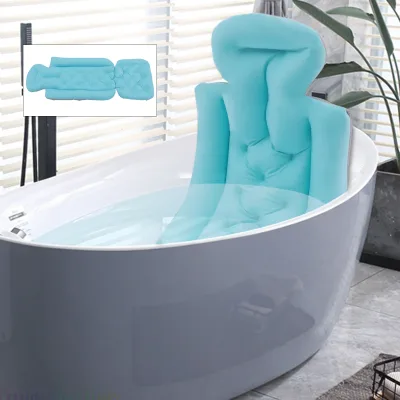 Oreiller de bain bleu à ventouses, pliable – image 3