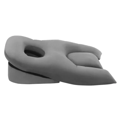 Oreiller de positionnement facial gris et bleu – image 2