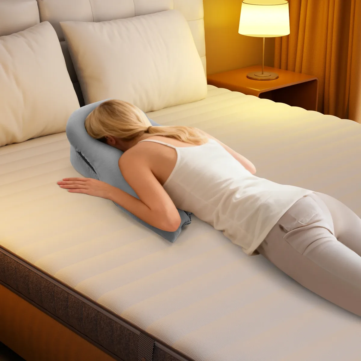 Oreiller face vers le bas gris, base amovible