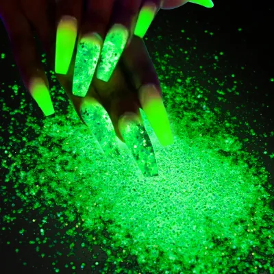 Poudre lumineuse bleu-vert pour ongles, sachet 10 g – image 2