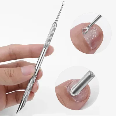 Repousse-cuticules double embout en acier inoxydable